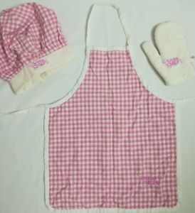 Kids Costumes to Hire - Little Chef - PINK (apron, hat, mitten)